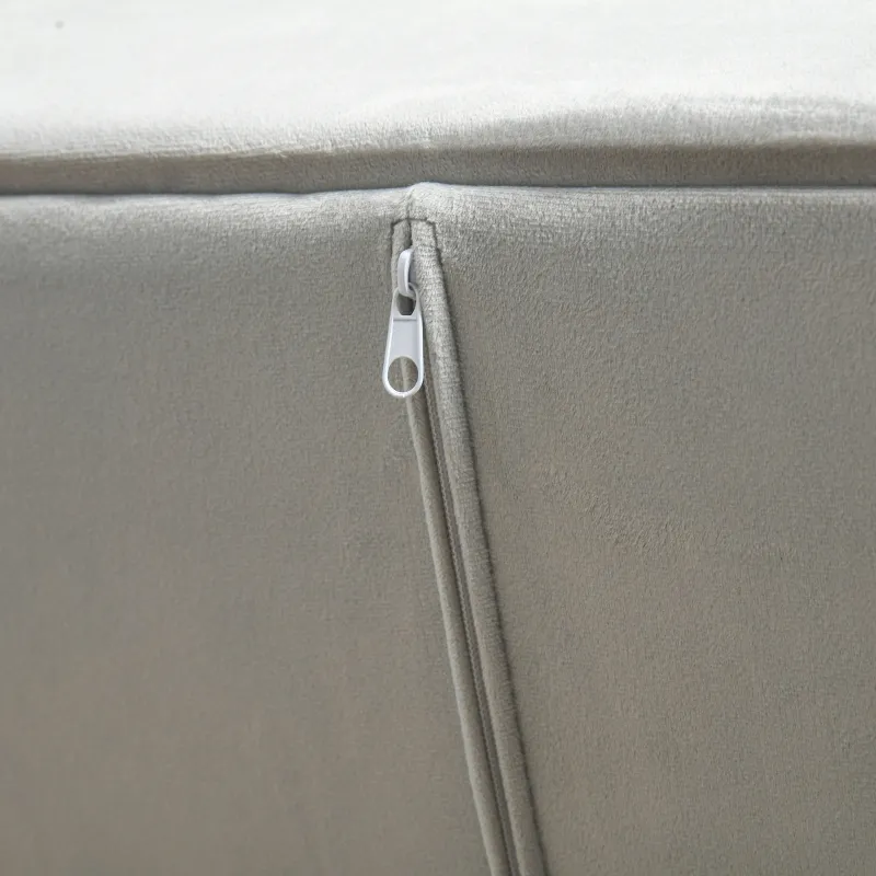 HOMCOM Convertible Sofa Sleeper Futon with Split Back Design Recline, Thick Padded Velvet-Touch Cushion Seating and Wood Legs, Light Grey