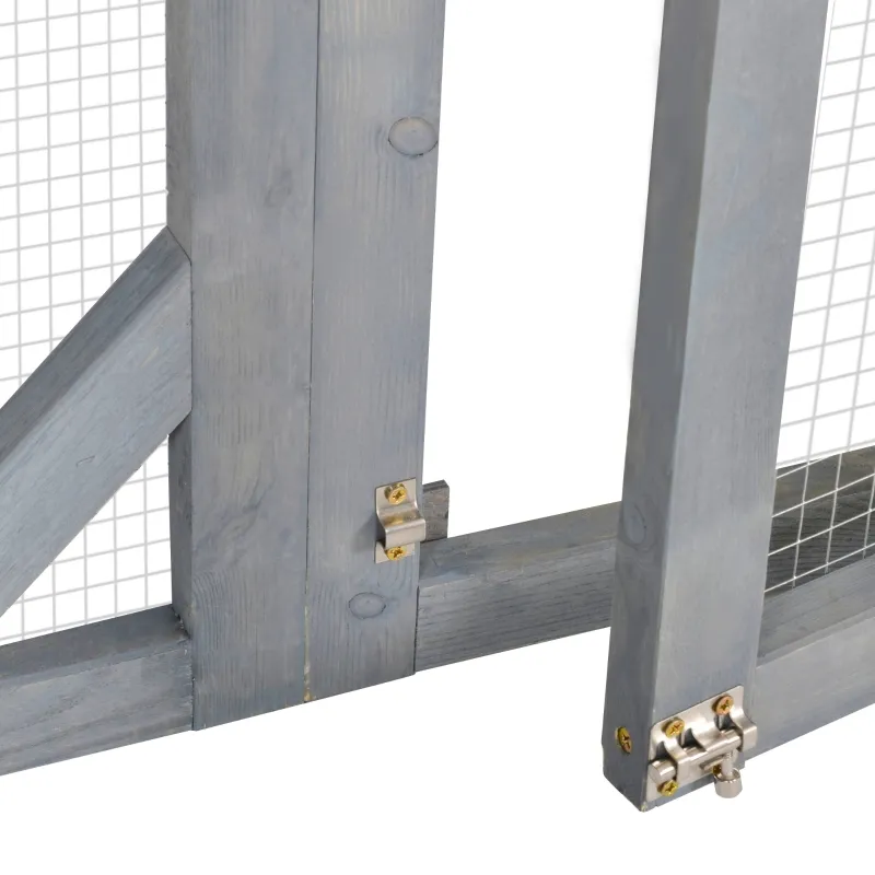 PawHut 71" x 32" x 44" Large Wooden Outdoor Cat Enclosure Catio Cage With 3 Platforms, Gray