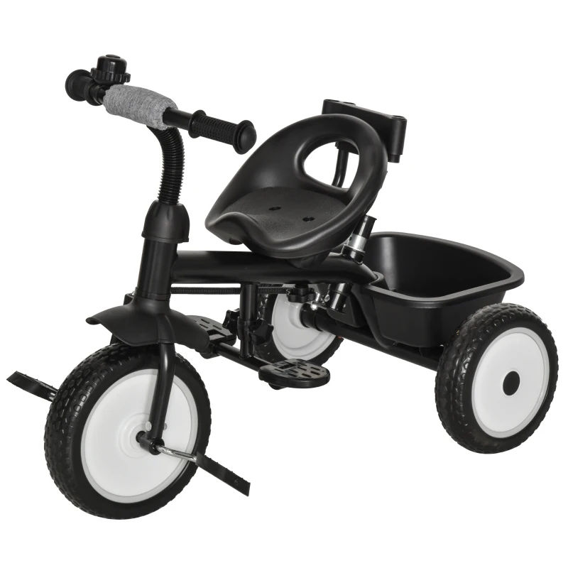 Qaba Baby Tricycle 2 In 1 Trike with Adjustable Canopy Detachable Guardrail Belt for Age 6-60 Months, Grey