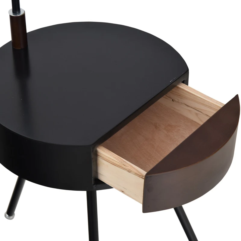 HOMCOM 53.25" Floor Lamp with Table Extendable and Retractable Arm E26 Rubber Wood