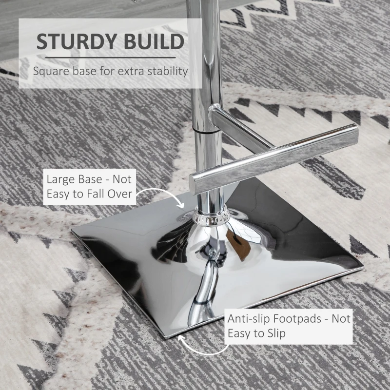 HOMCOM Modern Adjustable Bar Stool Pub Chair, Swivel Dining Stool with Gas Lift, Steel Base, Breathable Fabric Seat for Kitchen Island Counter, White