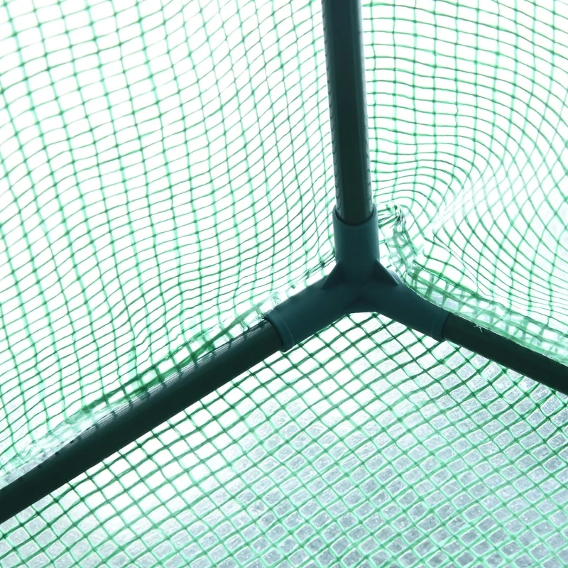 Outsunny Walk-in Greenhouse Plant Garden Hot House with 3 Tiers 18 Shelves, Roll-Up Zipper Door, Growing Shelter for Flowers, 8' x 6' x 7', Green