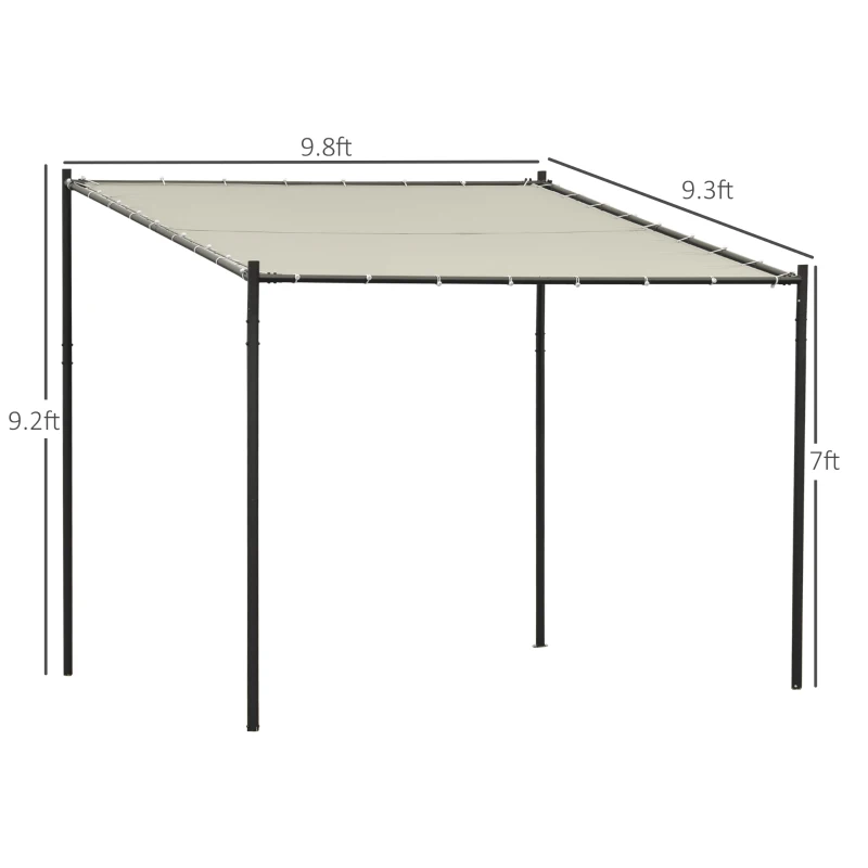 Outsunny 10' x 9.5' x 9.5' Outdoor Wall Patio Gazebo Canopy with PVC Coated Polyester Roof, Steel Frame, & Spacious Build, Beige