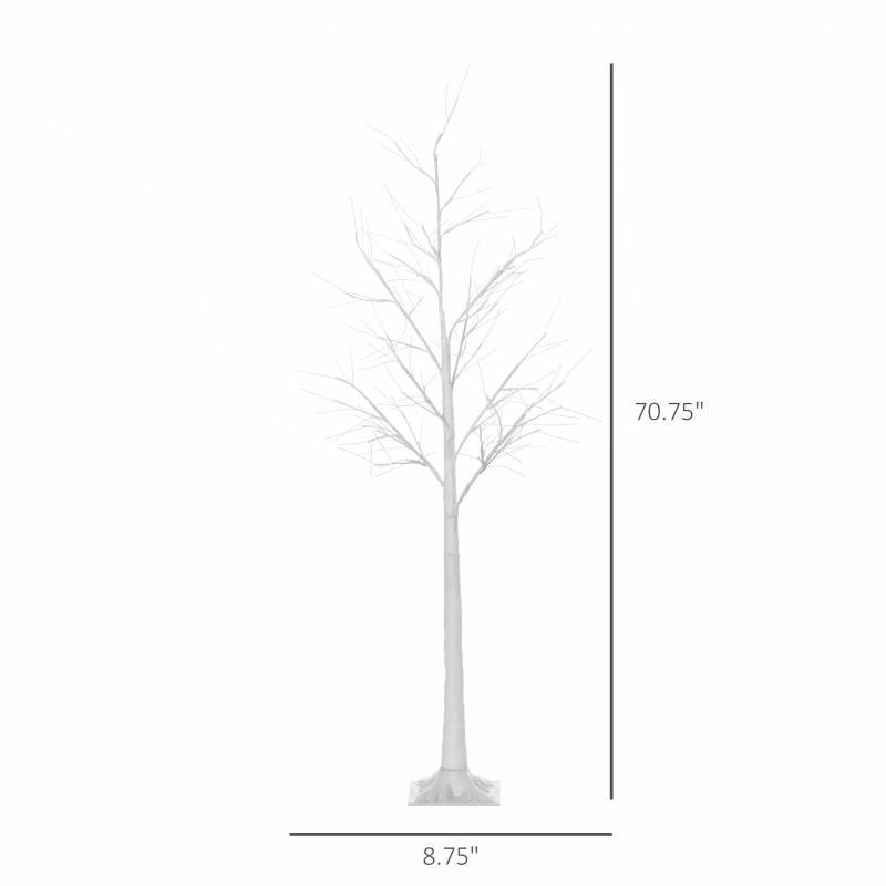 Outsunny 6Ft Birch Tree Fairy Light with 8 Light Modes and 88 LED Warm White Lights, Garden Decorative Lighted Twigs Tree for Festival, Party, Christmas, Indoor/Outdoor Use