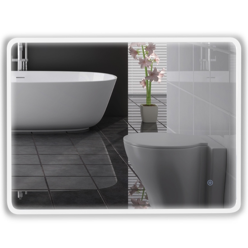 kleankin 24"x32" LED Bathroom Vanity Mirror, Mountable Horizontally/Vertically with Touch Switch and Warm White Lights