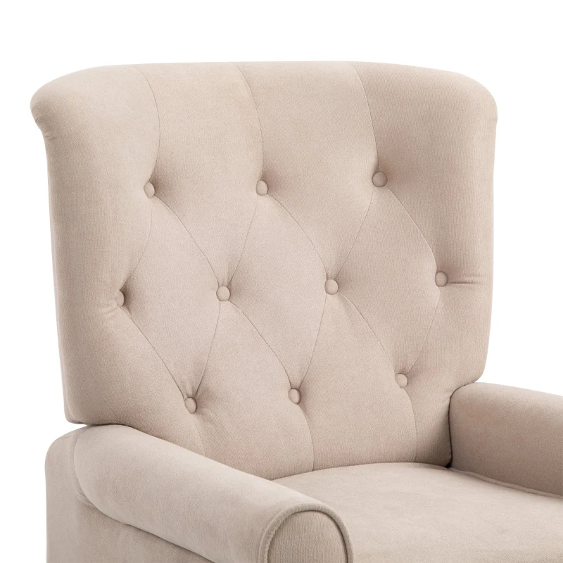 HOMCOM Linen Fabric Manual Recliner with Vibrating Massage and Wired Remote Control - Cream White