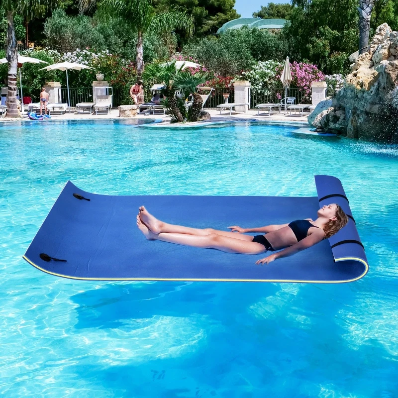 HOMCOM Roll-Up Pool Float Pad for Lakes, Oceans& Pools, Water Mat for Playing, Relaxing & Recreation - Blue