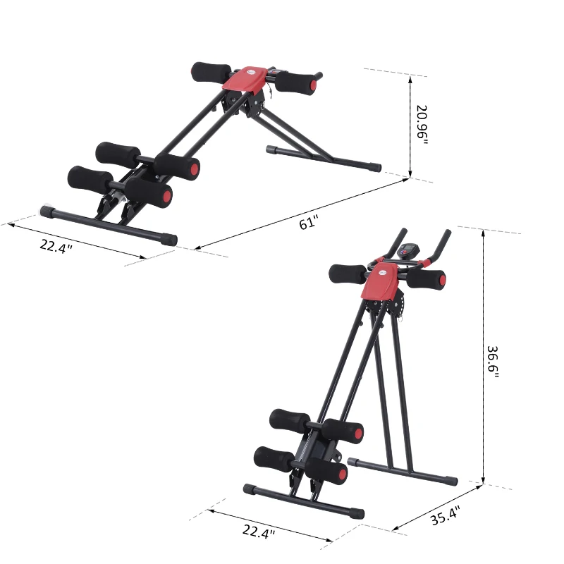 Soozier Ab Crunch Trainer Core Workout Exercise Adjustable Foldable Black