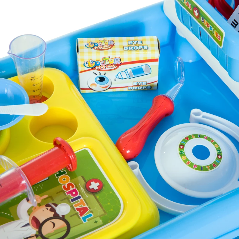 Qaba Kid Medical Trolley Play Set Children Pretend Doctor Nurse Play Cart Kids Gift