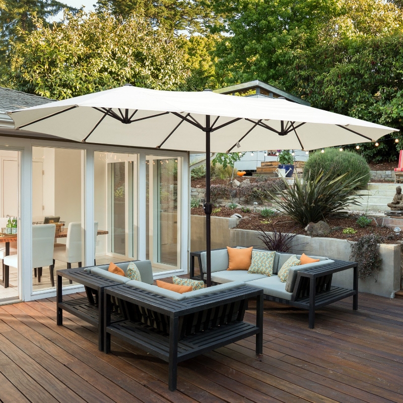 Outsunny 15ft Aluminum Outdoor Twin Patio Umbrella DoubleSided Sun