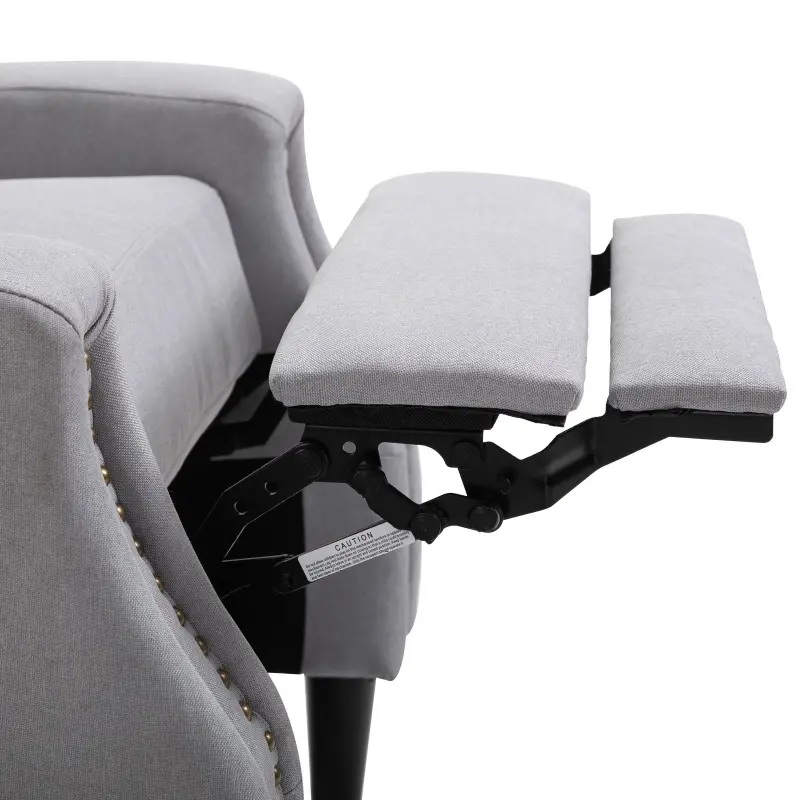 HOMCOM Reclining Manual Sofa Chair with 135 Degree Pushback, and Retractable Footrest, Grey