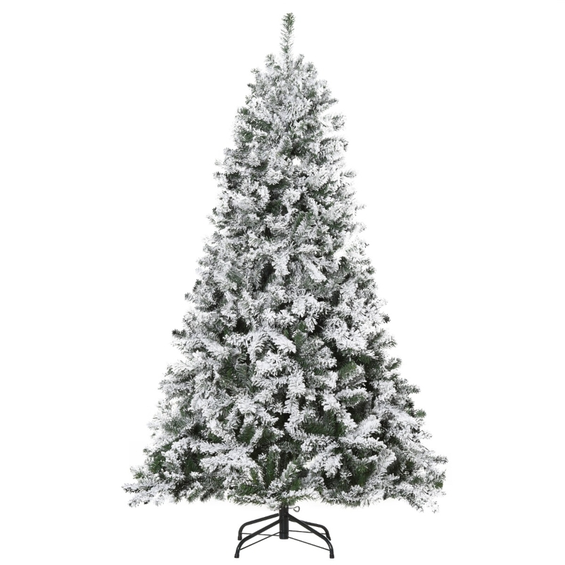 HOMCOM 6ft Christmas Tree Artificial Snow Flocked with 928 Branches and 250 Warm White LED Lights