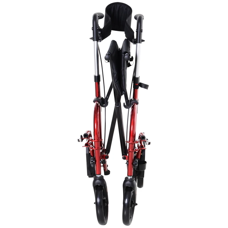 HOMCOM 2 in 1 Aluminum Rollator Walker Convertible Rollator Wheelchair with Adjustable Arms, Storage Bag, Footrests & Crutch Holder, Tool Free Assembly, Black & Red