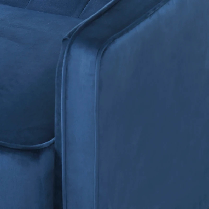 HOMCOM Upholstered L-Shaped Sofa Bed, Reversible Sectional Recliner Sofa Set, Velvet-Touch Sleeper Futon with Footstool, Blue