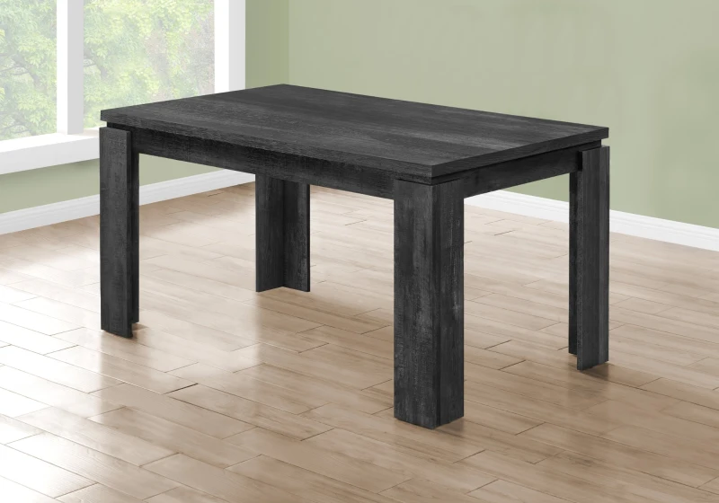 Monarch 36" x 60" Contemporary Dining Table with Rustic Reclaimed Wood-Look Finish - Black