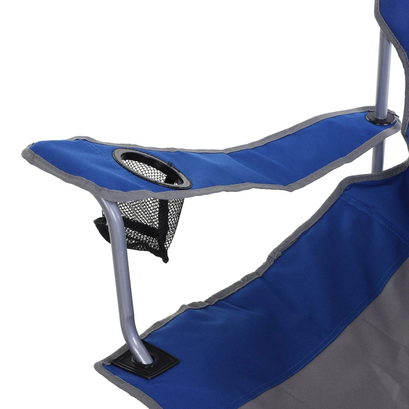 Outsunny 2 Person Folding Camping Chair Oxford Metal Fishing w/ Ice Bag  Cup Holder Blue