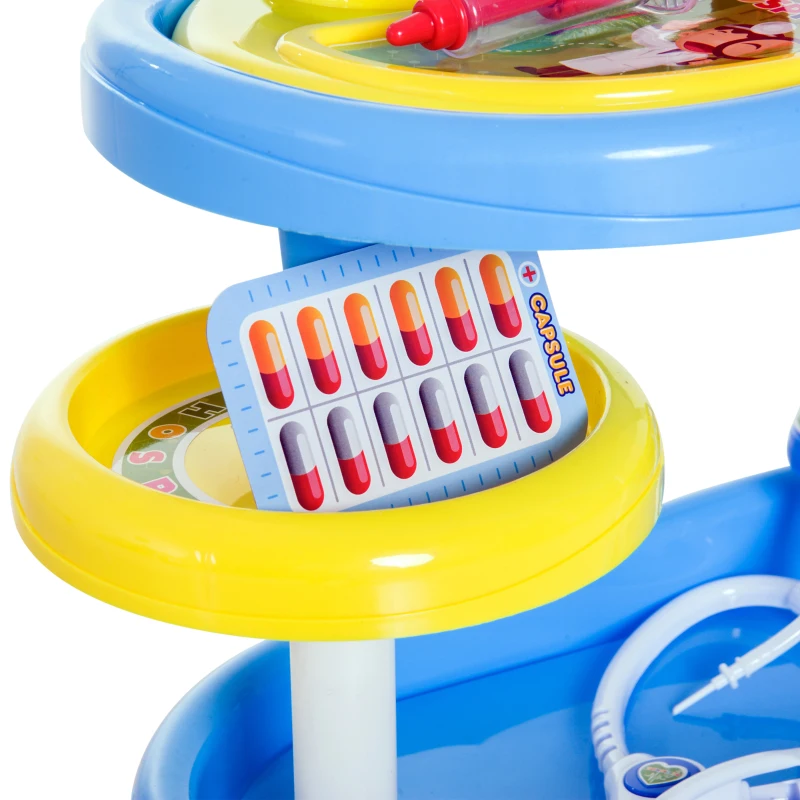 Qaba Kid Medical Trolley Play Set Children Pretend Doctor Nurse Play Cart Kids Gift