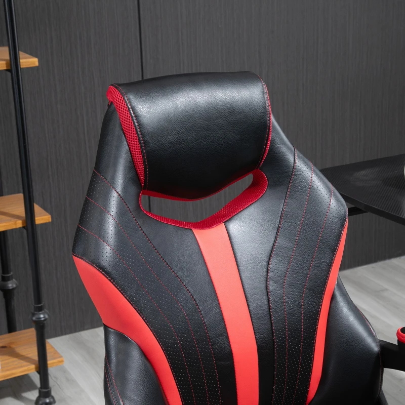Vinsetto Racing Style Gaming Chair Ergonomic High Back Computer Office Chair PU Leather with 360° Swivel Rocking Adjustable Height Padded Armrest Red