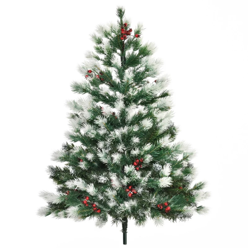 HOMCOM 4.5ft PVC Unlit Artificial Christmas Tree with 400 Tips and Foldable Metal Stand Green