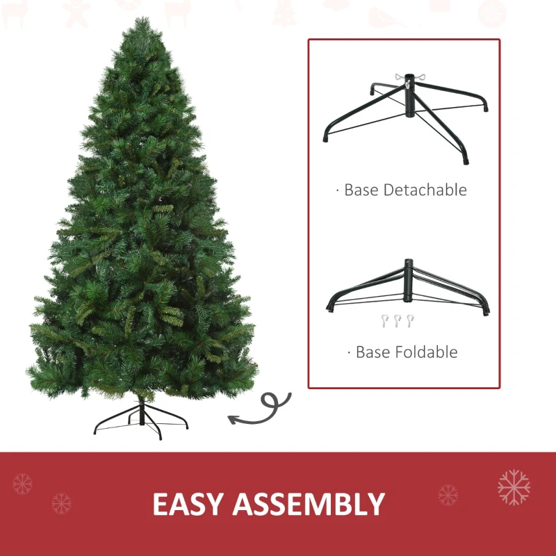 HOMCOM 7ft Unlit Full Pine Artificial Christmas Tree with Realistic Branches and 1160 Branch Tips