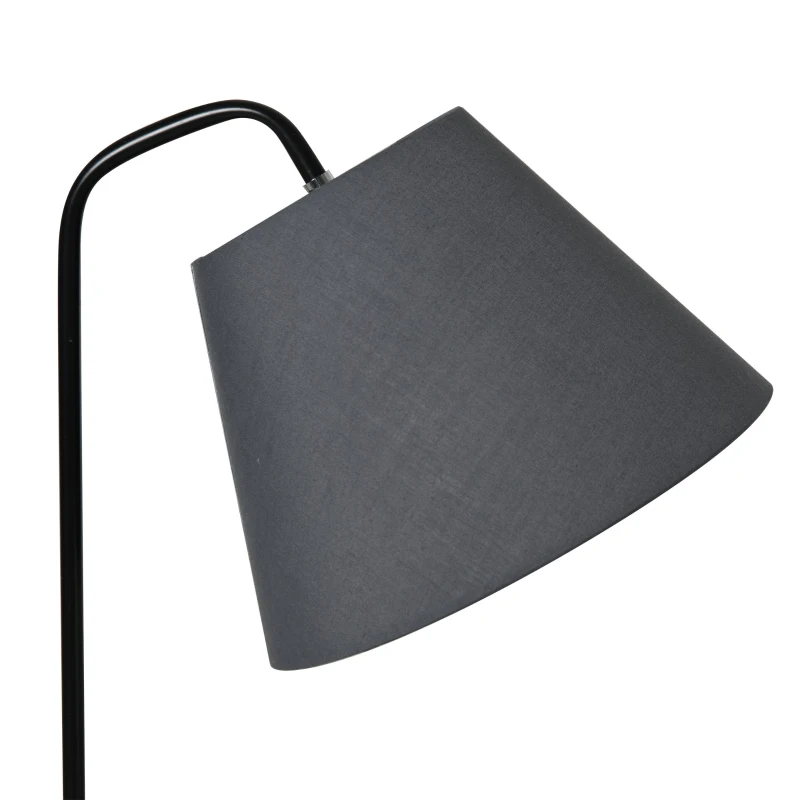 HOMCOM Multifunctional Floor Lamp with Table Standing Lamp 2-in-1 E26 Rubber Wood Steel