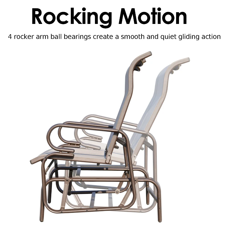 Outsunny Double Seat Glider Garden Bench Rocking Chair Porch Furniture Patio Swing Lounger