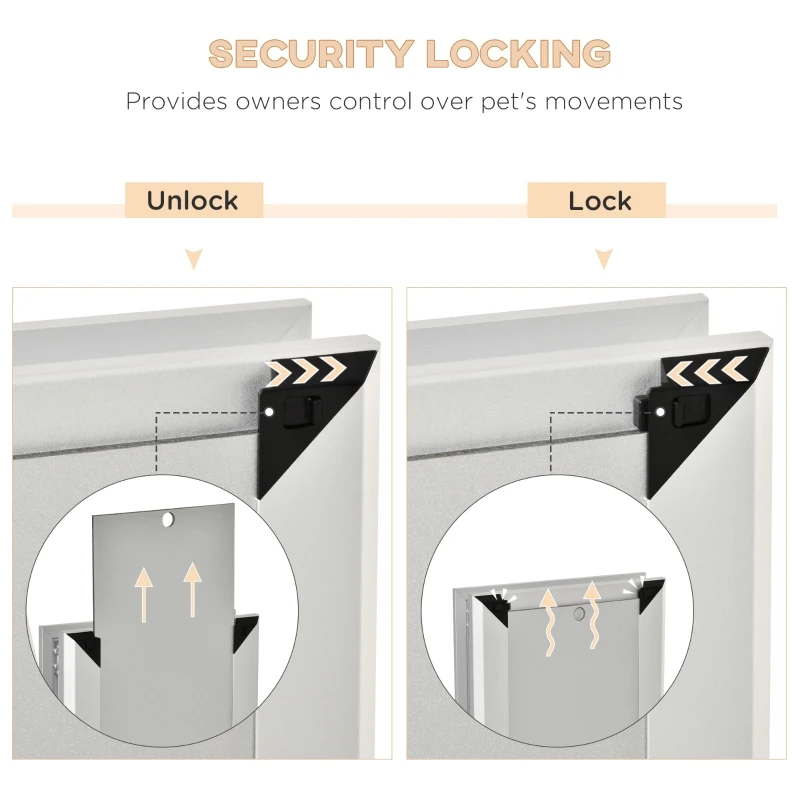 PawHut 2 Way Locking Pet Doggie Door,  w/ Magnetic Closure, for Pets up to 110 lbs