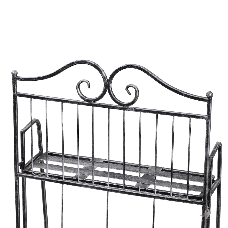 Outsunny 3-Tier Metal Folding Vintage Plant Stand Display Rack Bookshelf Unit Indoor Outdoor