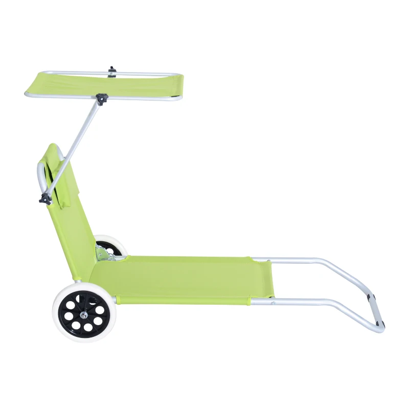Outsunny Sun Lounger Chair Patio Adjustable Recliner 2 Wheel Sunshade w/Canopy