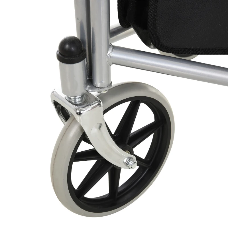 HOMCOM Steel Walker for Seniors, Three Wheel Adjustable Height Rollator with Handbrakes and Storage Bag