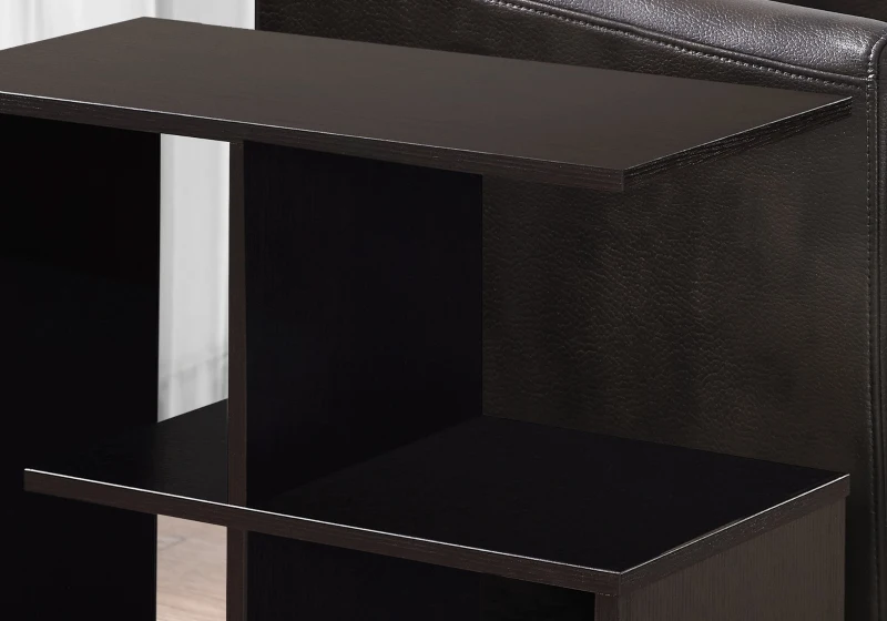 Monarch 24" Modern Wood Grain Open Shelf Elevated Base Side Accent Table - Cappuccino Brown Finish