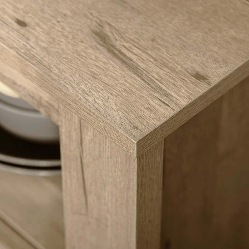 HOMCOM Sideboard, Farmhouse Buffet Cabinet with Storage Open Shelf, 2 Drawers and Open Countertop, Oak Finish