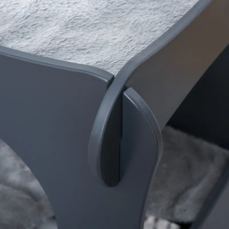 Pawhut Multi-level Wooden Cat House Kitten Bed Pet Furniture with Removable Soft Cushion for Rest and Play Easy to Assemble and Store Dark Grey