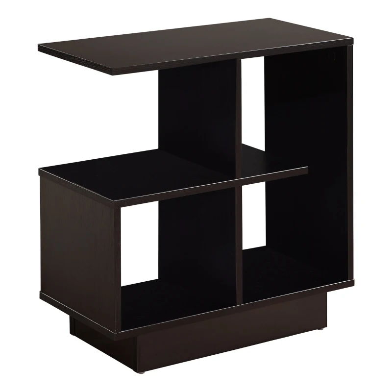 Monarch 24" Modern Wood Grain Open Shelf Elevated Base Side Accent Table - Cappuccino Brown Finish