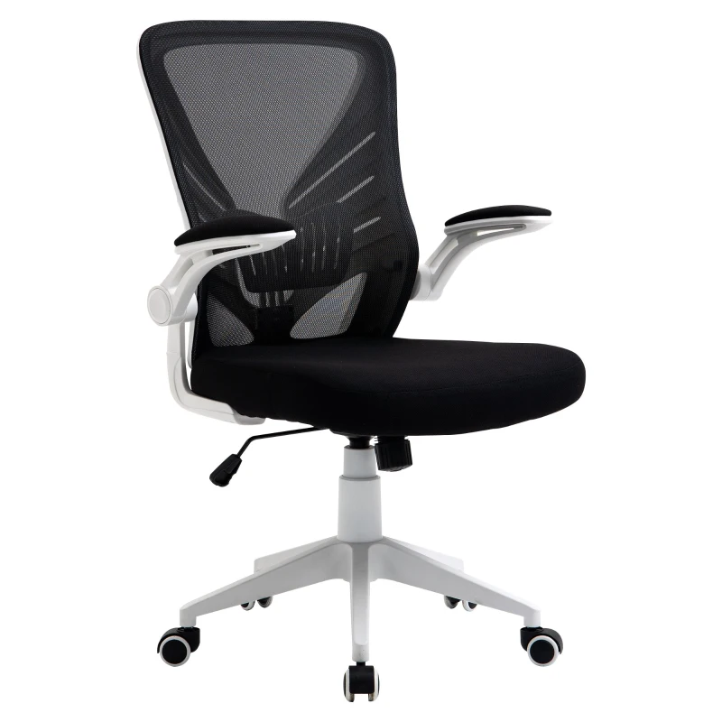 Vinsetto Mid-Back Mesh Home Office Chair Computer Task Ergonomic Desk Chair with Lumbar Back Support, Flip-Up Arm, and Adjustable Height, Black