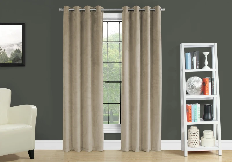 Monarch 52" x 95" Room Darkening Curtain Panels (Set of 2), Textured Finish - Beige