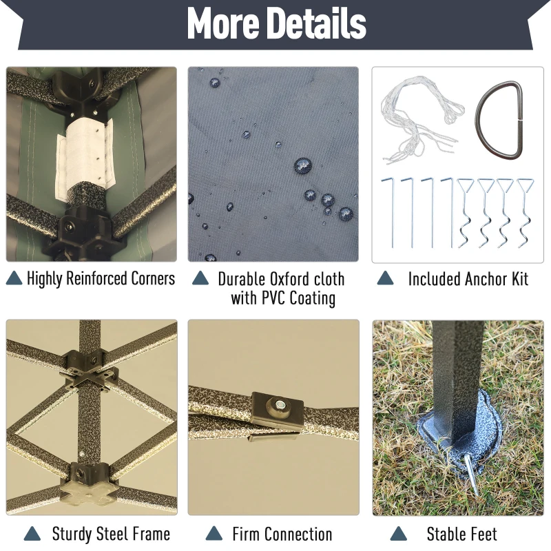 Outsunny 10' x 15' Pop Up Canopy Gazebo with 3-Level Adjustable Height, Wheeled Roller Bag, UV Fighting Roof, Grey