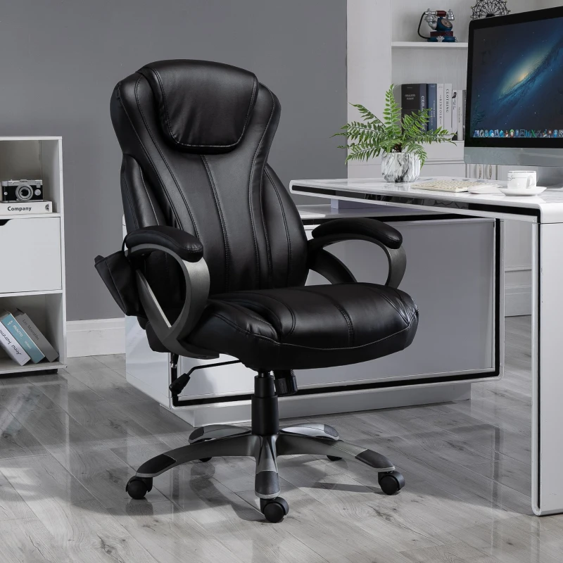 Vinsetto 4-Point Vibration Massage Executive Office Chair High Back Height Adjustable Padded Seat with Wheels, Black