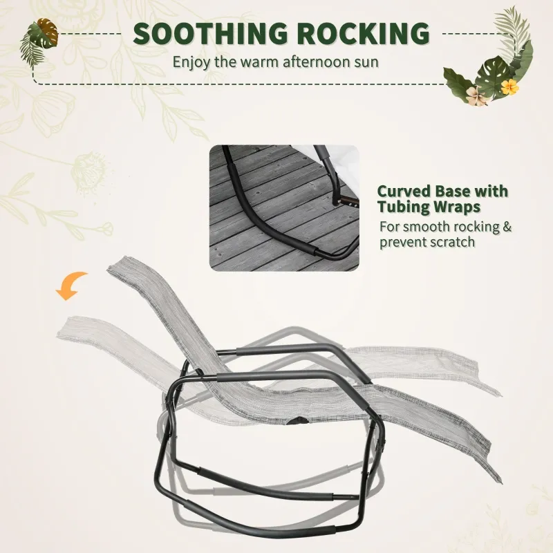 Outsunny Folding Zero-Gravity Rocking Chair, Sun Lounger for Backyard or Pool, Ergonomic Design for Ultimate Comfort, Grey