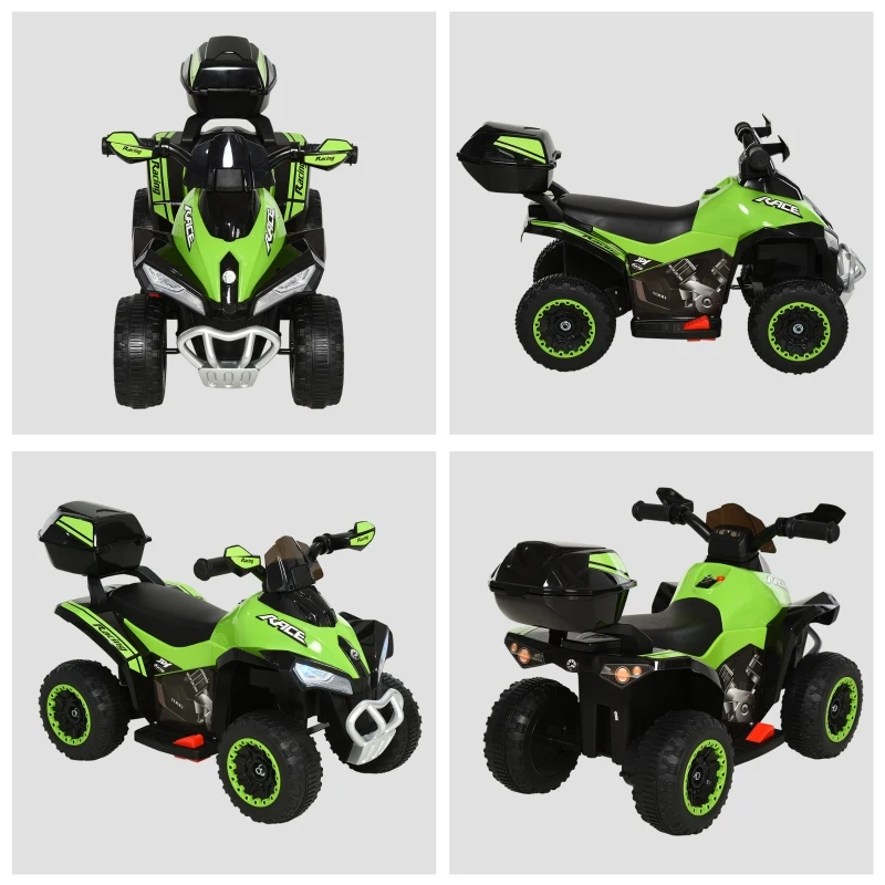 Aosom Kids Electric ATV Motorcycle Bench Buggy Quad Ride On Car 6V Battery Powered Electric for 18-36 Months Old with Light MP3 Storage Box Green