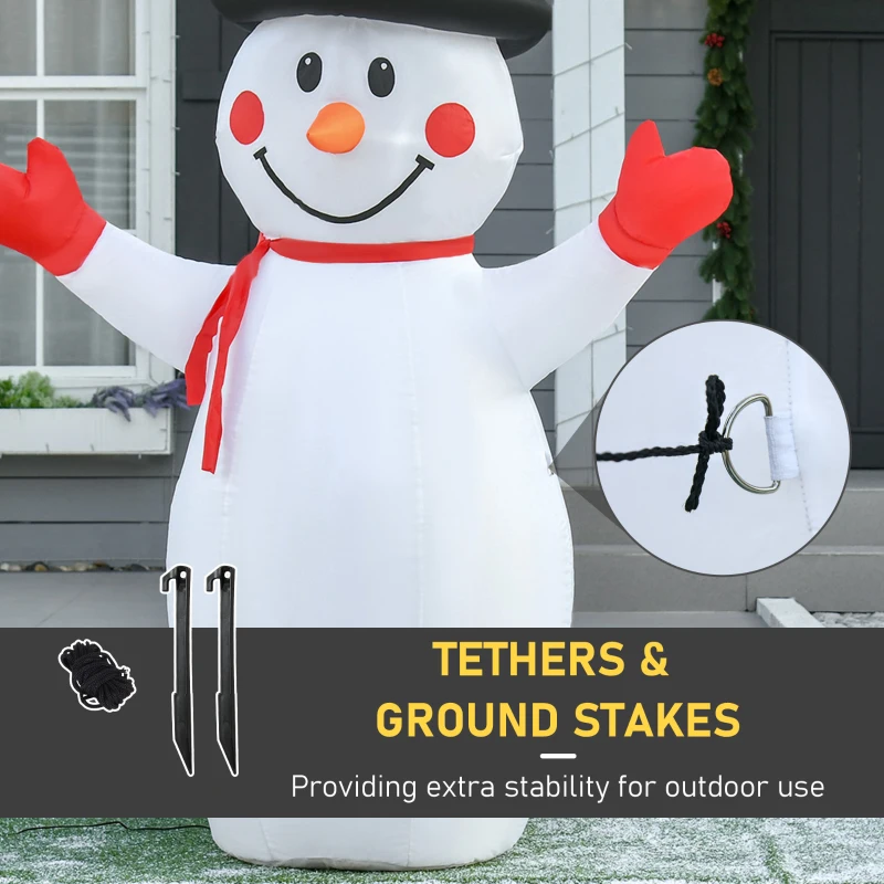 HOMCOM 6ft Christmas Inflatables Outdoor Decorations Glowing Snowman, Blow-Up Yard Christmas Decor with LED Lights Display