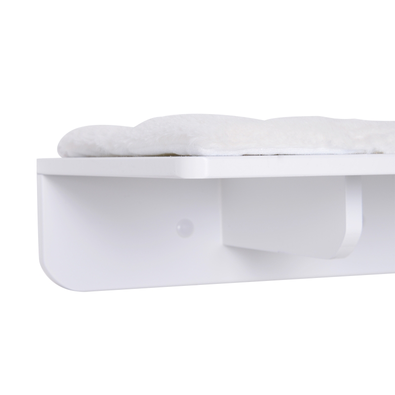 PawHut Wall-Mounted Cat Shelf W/ Scratching Post  Toy  Berber Fleece Mat Wood Kitten Climbing Tree