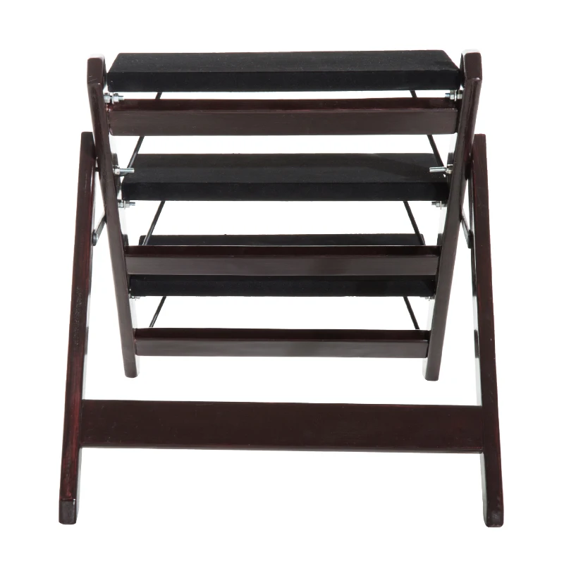 PawHut 2-in-1 3 Step Pet Stair and Ramp Convertible Dog Cat Stool Folding Portable Easy Climb Flat