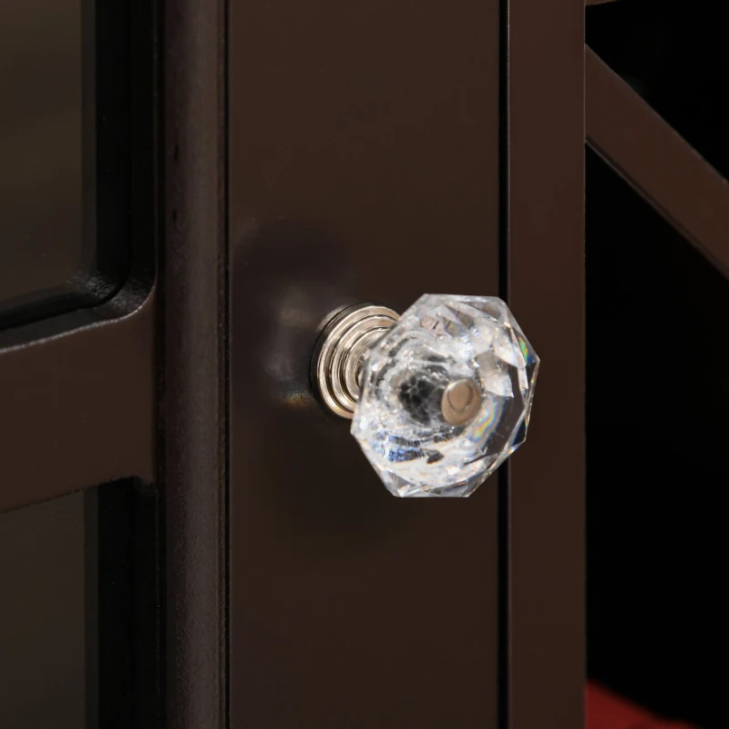 HOMCOM Sideboard, Glass Door Serving Buffet Cabinet, Liquor Cabinet with Adjustable Shelves, 12 Bottle Wine Rack for Living Room, Kitchen, Espresso