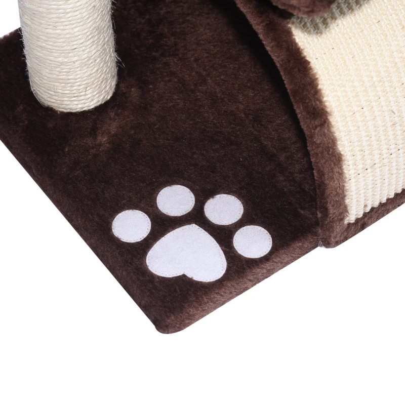 PawHut 17" Cat Scratching Tree Kitty Play Activity Center Pet Bed Rotatable Top Bar with Tunnel and Toy Ball