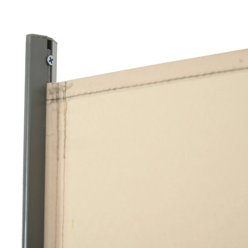 Outsunny 10' Retractable Folding Patio Privacy Side Awning with 50+ UV Protection, 2 Wall Brackets, & Polyester, White