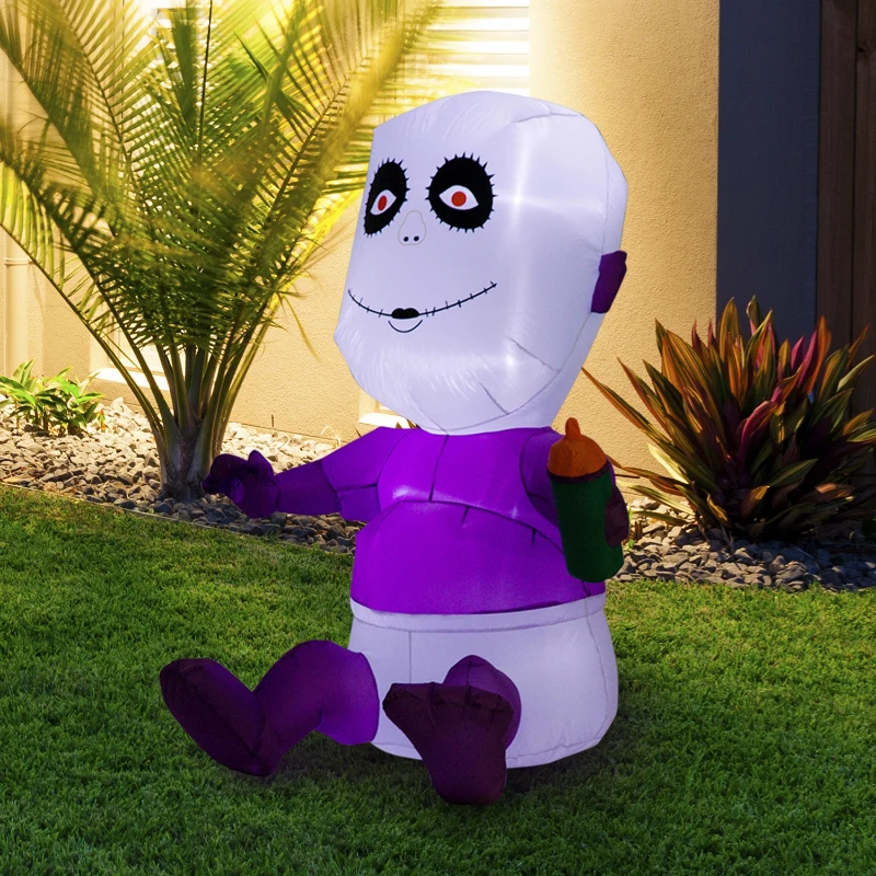 Open Box HOMCOM 5’ Outdoor Inflatable Halloween Decoration - Spooky Baby with Bottle