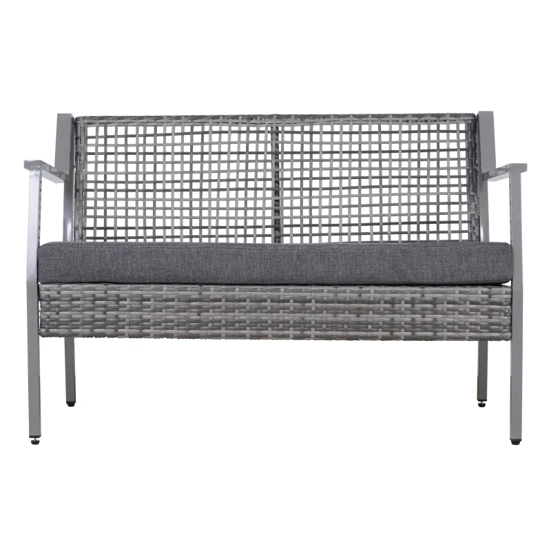 Outsunny 2-seat  Rattan Wicker Loveseat Bench Outdoor Patio Conversation Furniture All Weather
