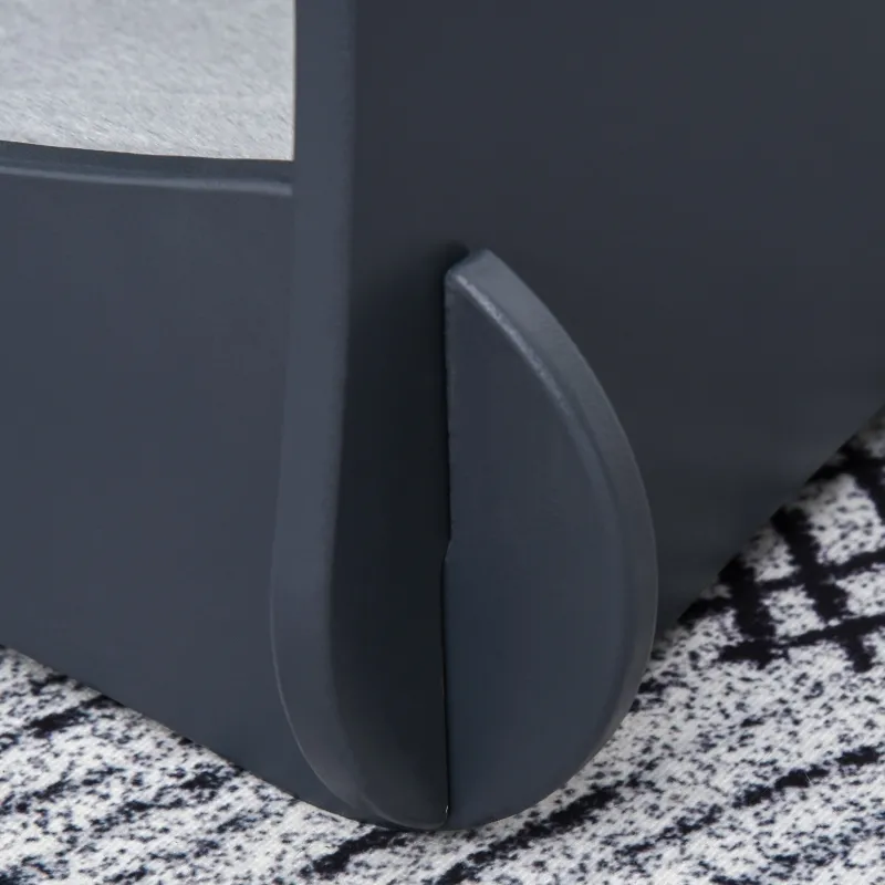 Pawhut Multi-level Wooden Cat House Kitten Bed Pet Furniture with Removable Soft Cushion for Rest and Play Easy to Assemble and Store Dark Grey