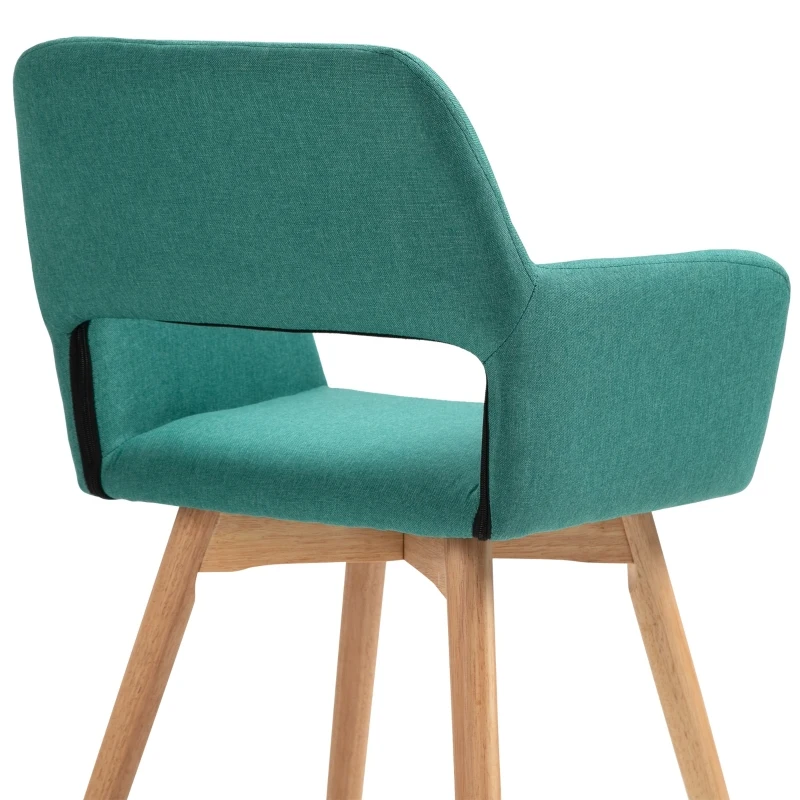 HOMCOM Dining Chairs Set of 2 Home Modern Accent Armchair for Bedroom Living Room with Fabric Surface and Solid Wood Legs, Green